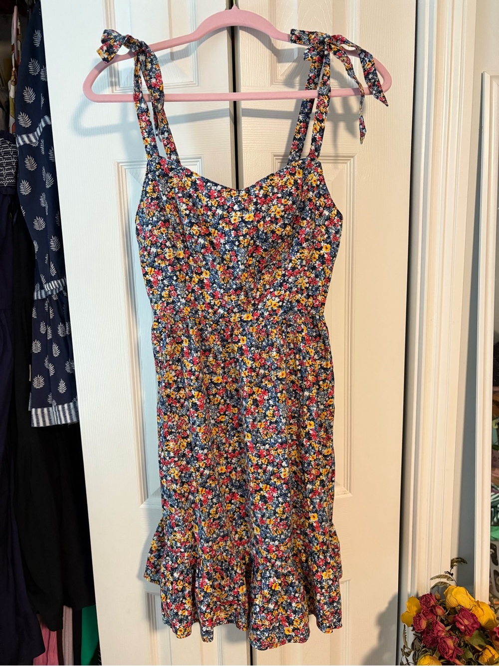 Old Navy Multicolor Floral Tie-Shoulder Mini Dress
